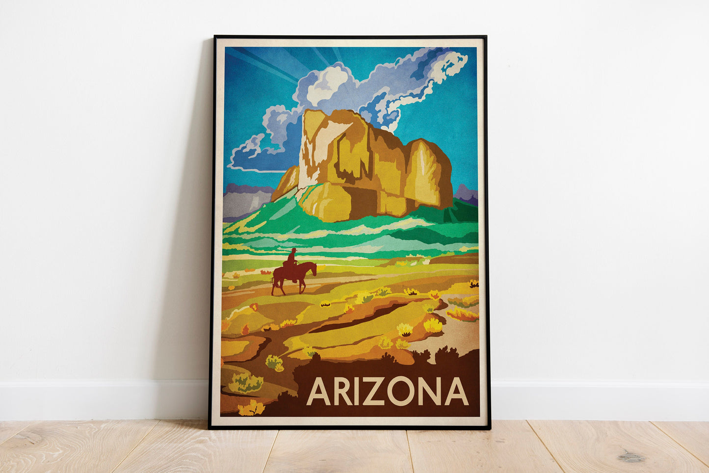 Arizona Travel Poster, retro Arizona print, American Travel Poster, Vintage looking,  Cowboy Art Print