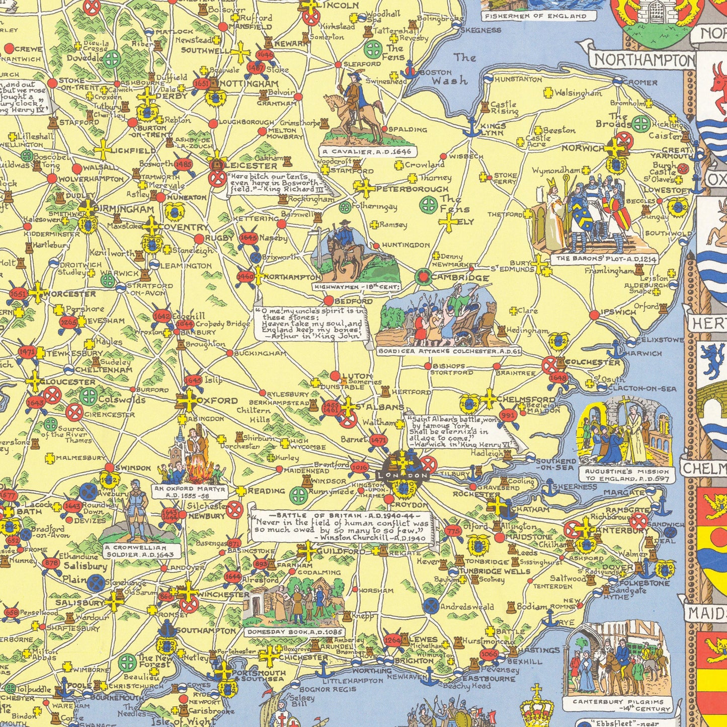 Historical map of England and Wales - Vintage Map Reproduction