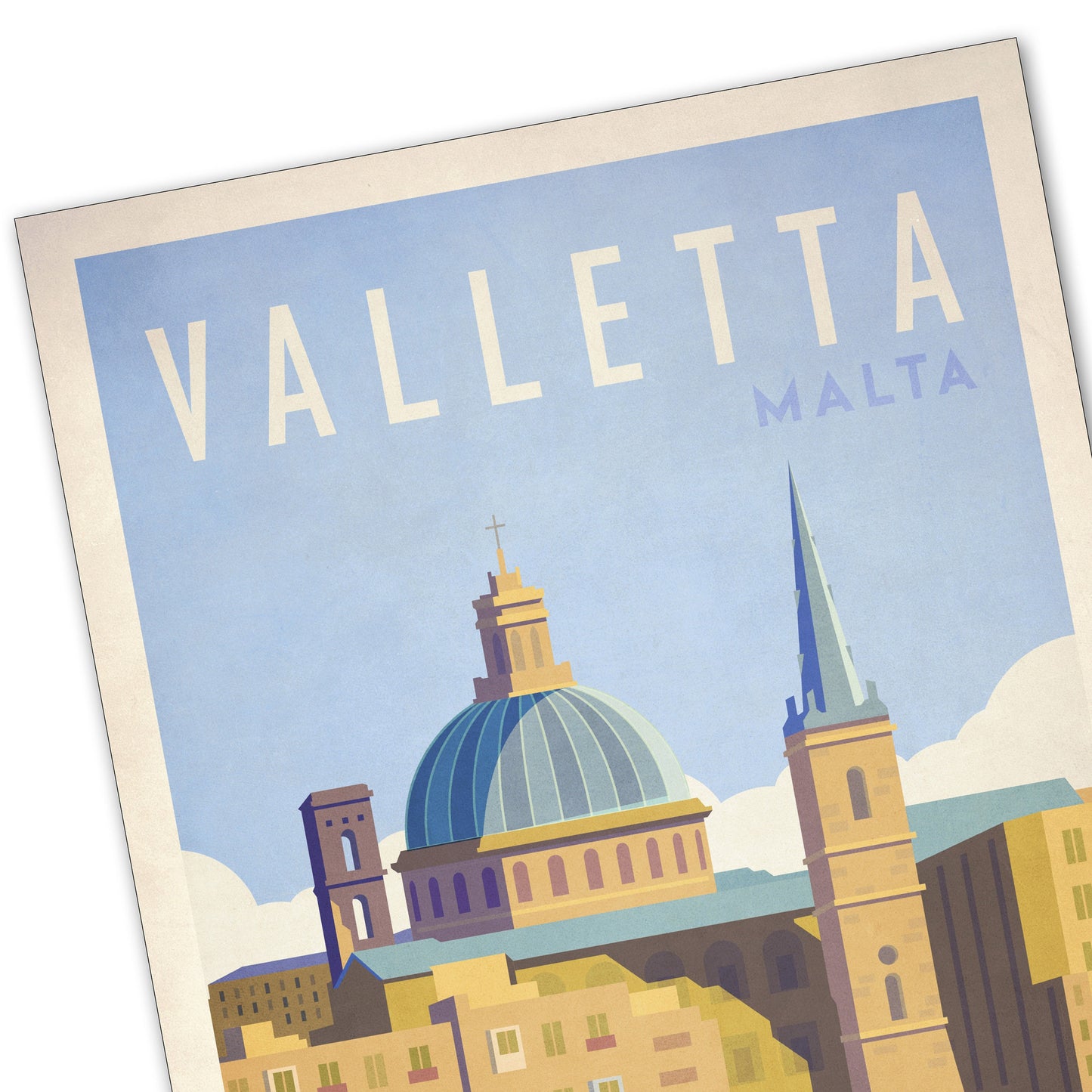 Valletta, Malta Travel Poster, Vintage looking Malta illustration