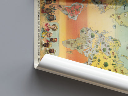 Climatic Chart Of The World, Showing The Distribution Of The Human Race And The Animal And Vegetable Kingdoms, 1893 Vintage Map