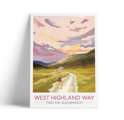 West Highland Way Print, Hillwalker Poster, Tigh-na-Sleubhaich, ruin of lairigmor, Art Prints, Graphic Print, Poster, Scottish Gift,