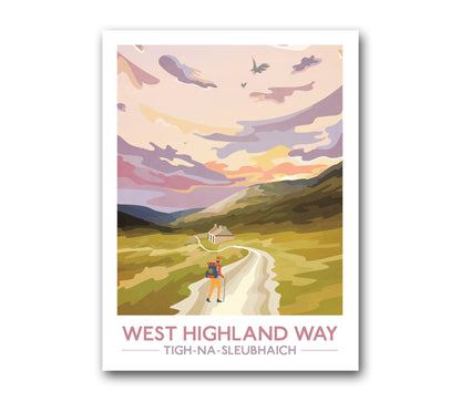 West Highland Way Print, Hillwalker Poster, Tigh-na-Sleubhaich, ruin of lairigmor, Art Prints, Graphic Print, Poster, Scottish Gift,