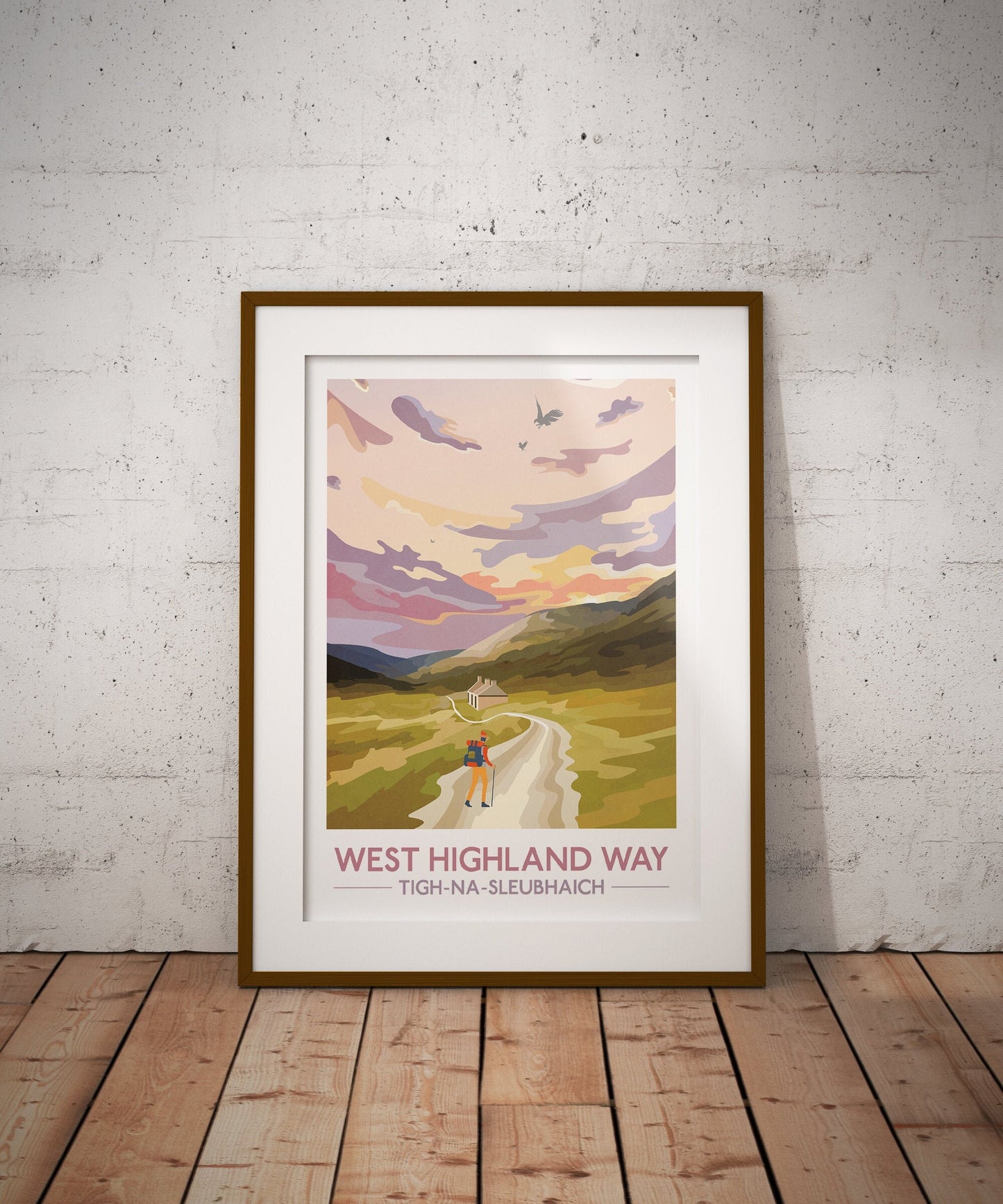 West Highland Way Print, Hillwalker Poster, Tigh-na-Sleubhaich, ruin of lairigmor, Art Prints, Graphic Print, Poster, Scottish Gift,