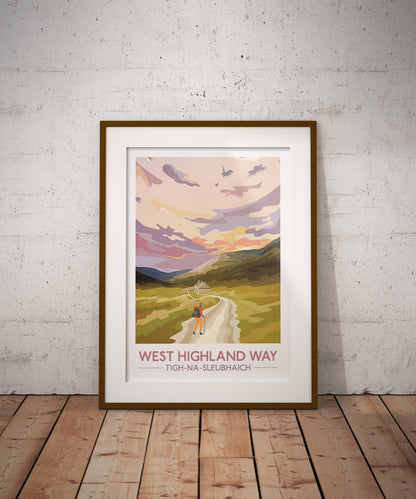 West Highland Way Print, Hillwalker Poster, Tigh-na-Sleubhaich, ruin of lairigmor, Art Prints, Graphic Print, Poster, Scottish Gift,