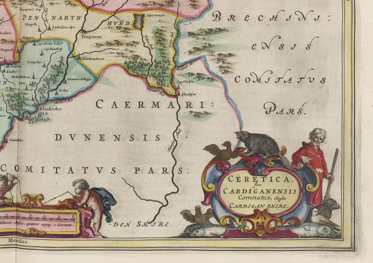 Cardiganshire Map | Ceretica sive Cardiganensis Comitatus | Old map of Cardigan by J. Blaeu |1665 | Poster Wall Art|Welsh Maps | Blaeu