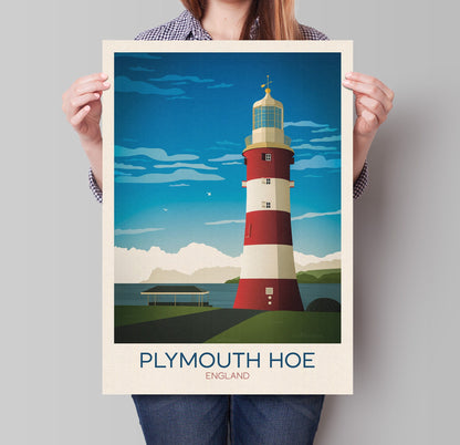 Plymouth Hoe Vintage Travel Poster, Wall Art Print