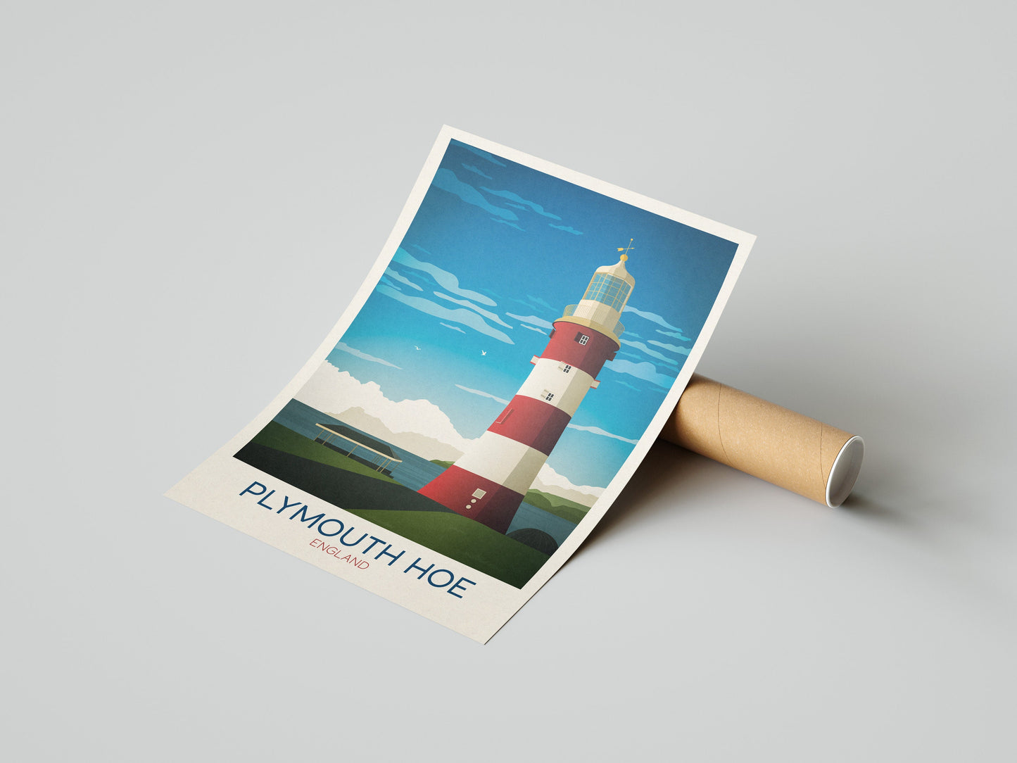 Plymouth Hoe Vintage Travel Poster, Wall Art Print