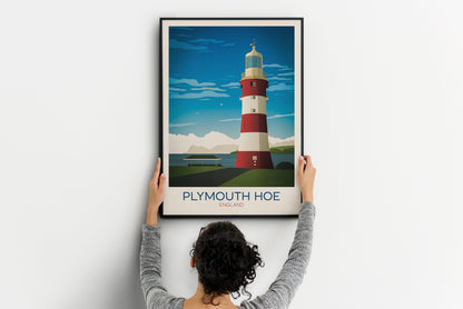 Plymouth Hoe Vintage Travel Poster, Wall Art Print