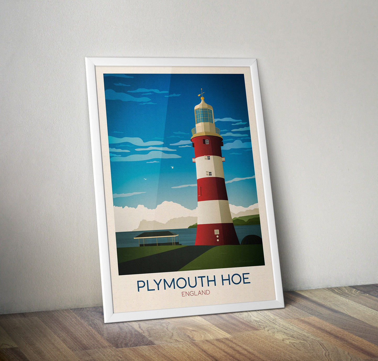 Plymouth Hoe Vintage Travel Poster, Wall Art Print