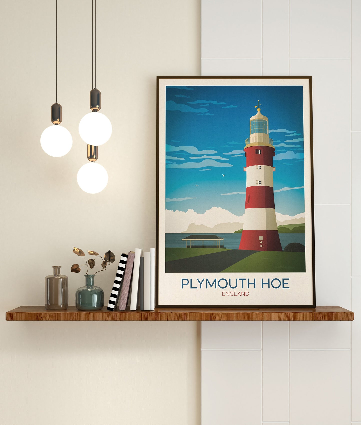 Plymouth Hoe Vintage Travel Poster, Wall Art Print