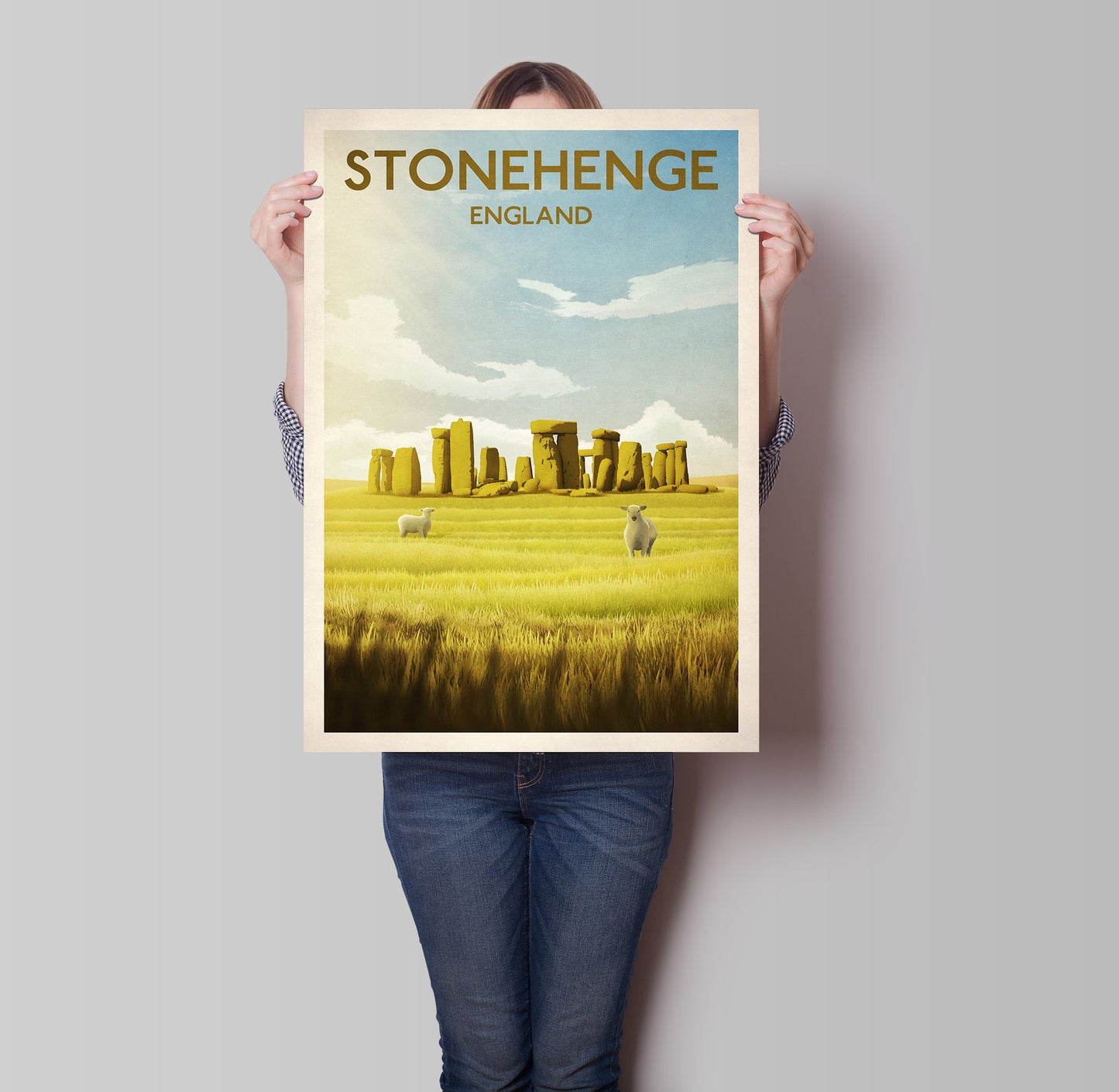 Stonehenge Travel Poster, English Monument, Vintage retro Stonehenge poster