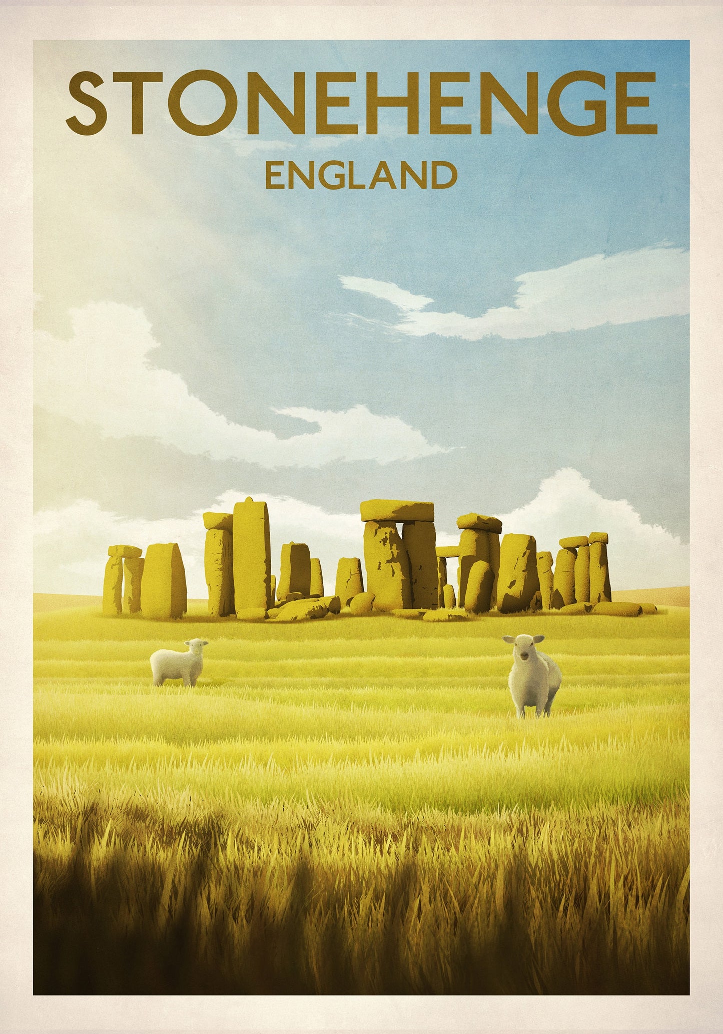 Stonehenge Travel Poster, English Monument, Vintage retro Stonehenge poster