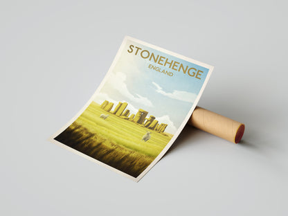 Stonehenge Travel Poster, English Monument, Vintage retro Stonehenge poster