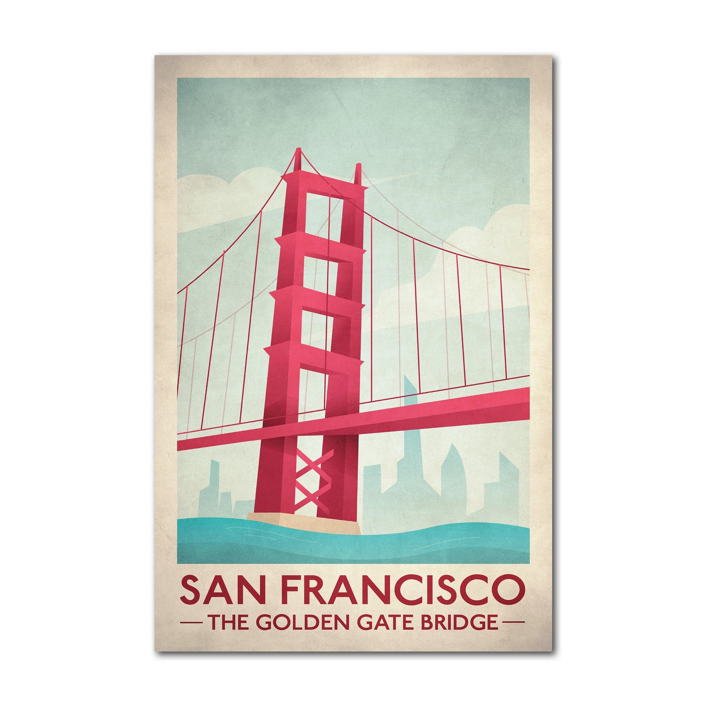 San Francisco Travel Poster, Vintage Golden Gate Bridge, Modern Graphic Print. Poster. Vintage modern design. San Francisco Poster