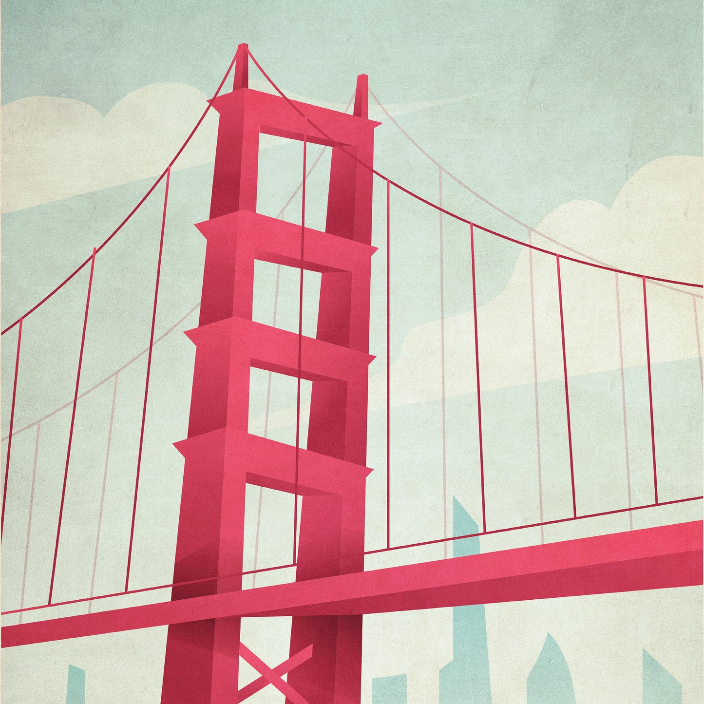 San Francisco Travel Poster, Vintage Golden Gate Bridge, Modern Graphic Print. Poster. Vintage modern design. San Francisco Poster