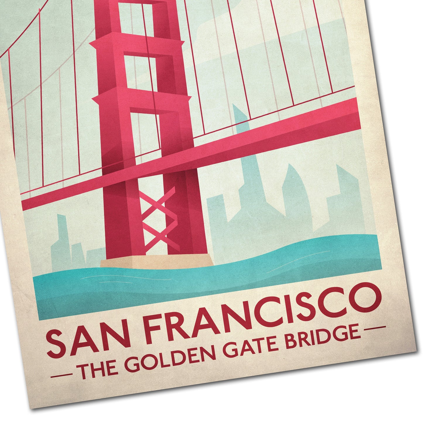 San Francisco Travel Poster, Vintage Golden Gate Bridge, Modern Graphic Print. Poster. Vintage modern design. San Francisco Poster