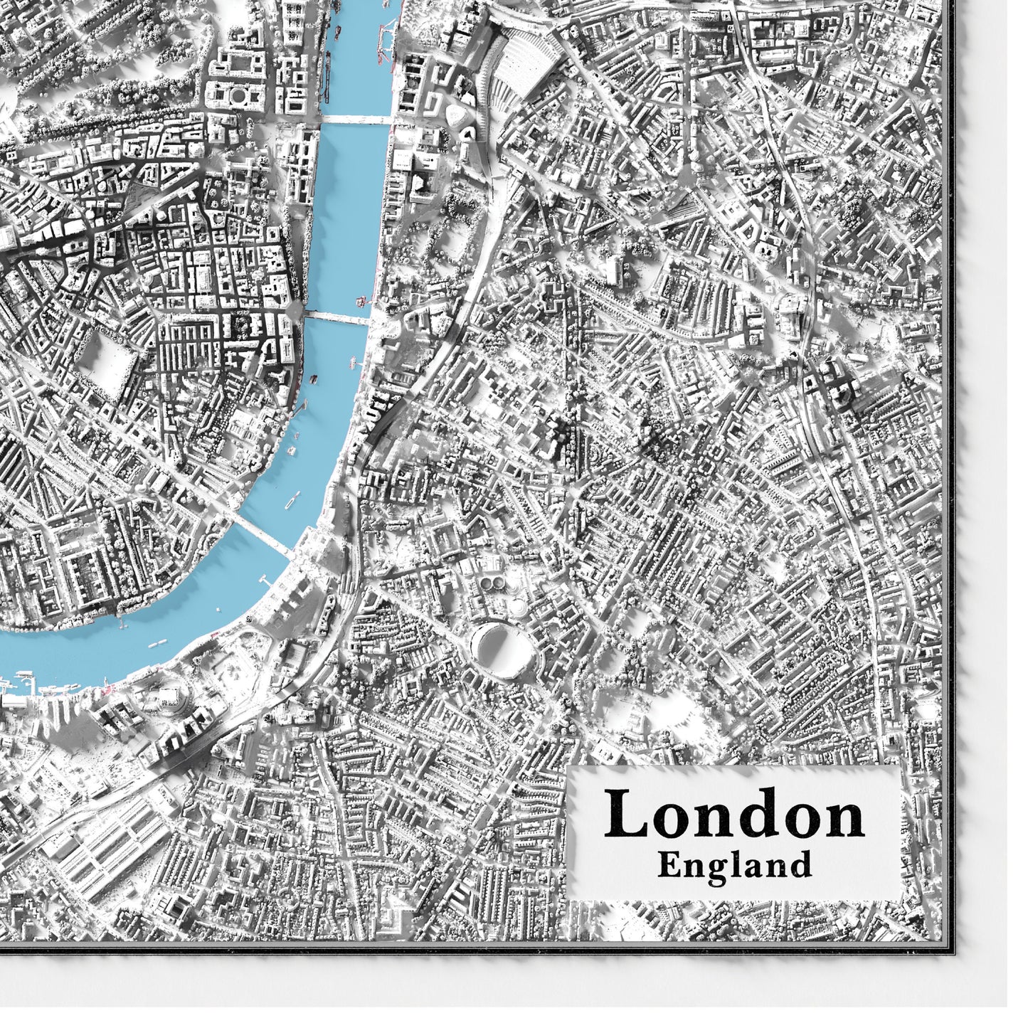 London City Relief Map Print  - Detailed Topographic Map - Lidar Map