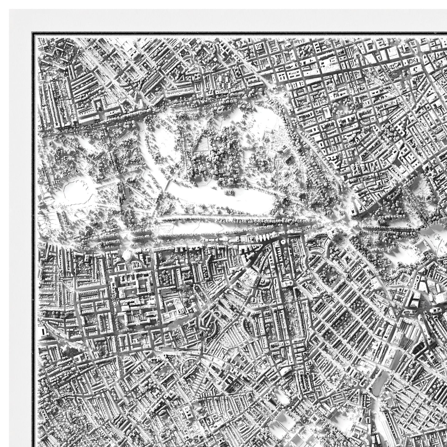 London City Relief Map Print  - Detailed Topographic Map - Lidar Map