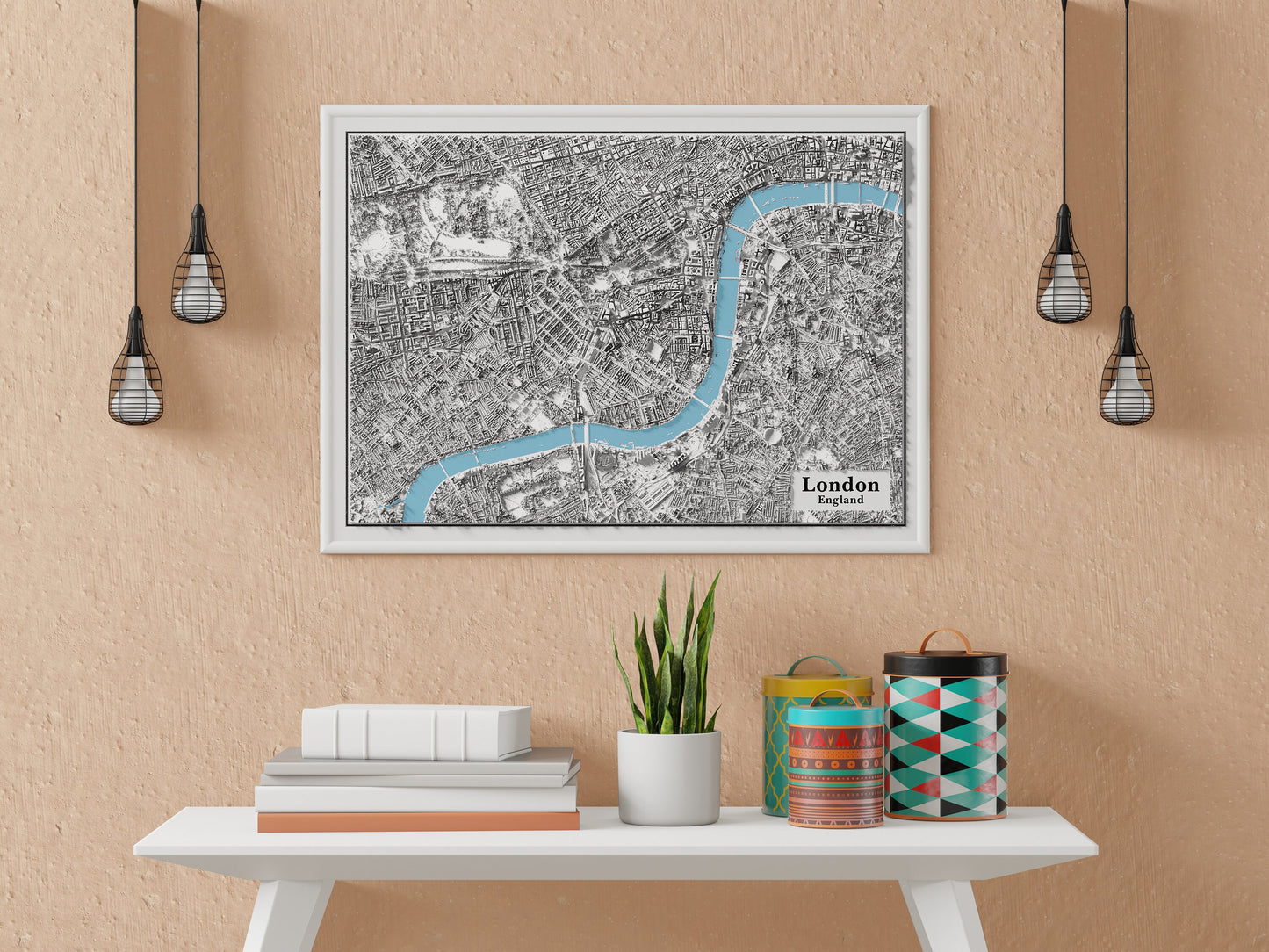 London City Relief Map Print  - Detailed Topographic Map - Lidar Map