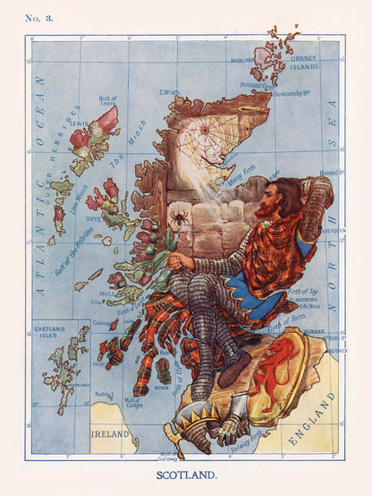 Illustrated Scotland Map - Robert Bruce Watches the Spider by Lilian Lancaster