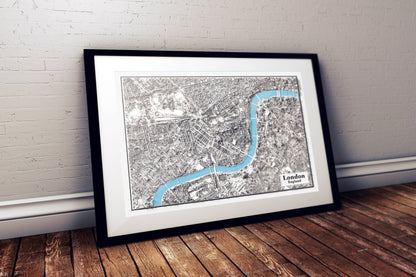 London City Relief Map Print  - Detailed Topographic Map - Lidar Map