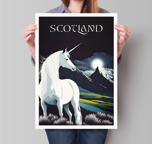 Scotland Unicorn Print | Mythical Creature | Scottish Highlands |  Scottish Gift | Birthday Present | Home Decor Artwork