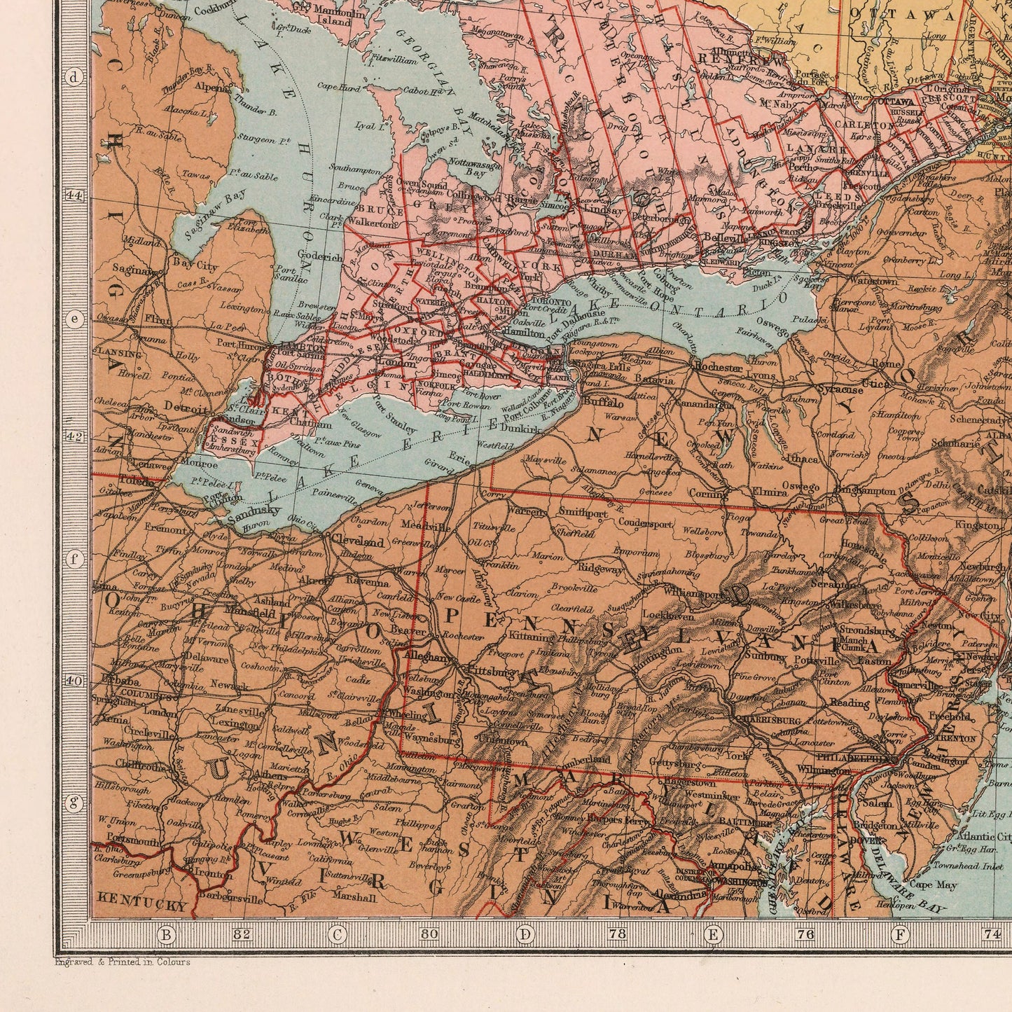 Canada Map | 1871 | Dominion of Canada and the Northern United States | John Bartholomew | Old Map Wall Decor