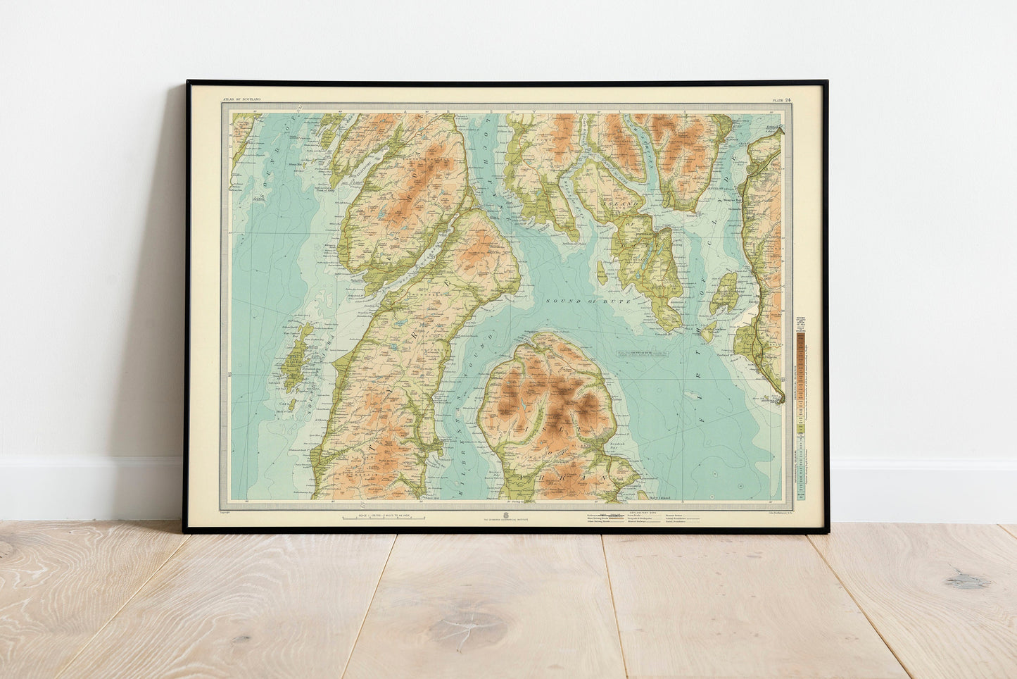 Arran and Bute Map | Old Antique Map of Isle of Arran and Bute| 1912 | John Bartholomew | Scottish Maps | Vintage Print