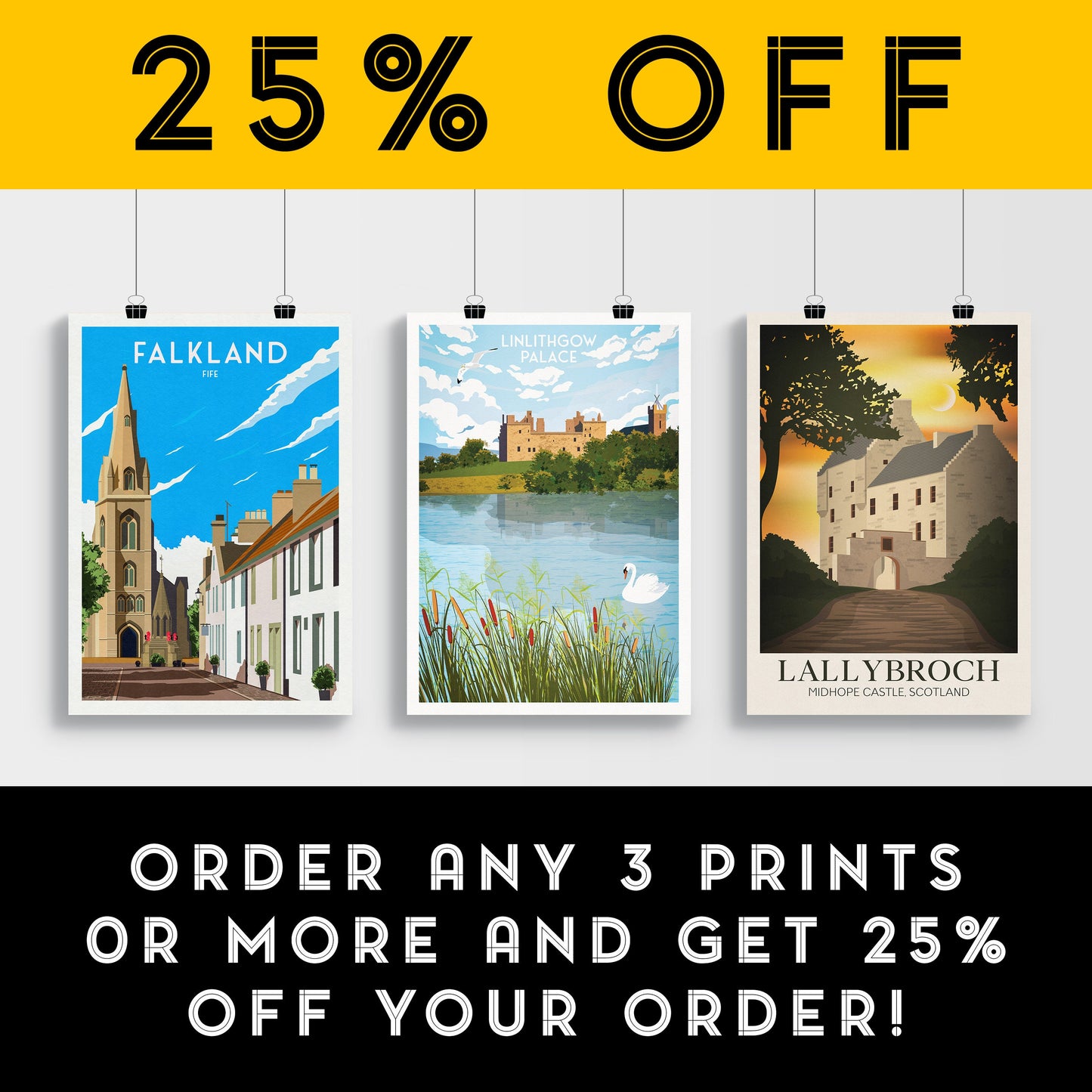 Linlithgow Palace Print | Travel Poster | Scotland Wall Art | (Wentworth Prison)