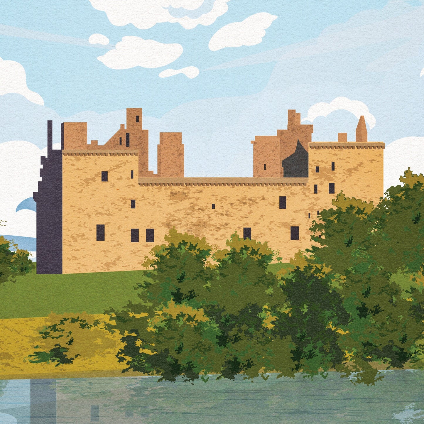 Linlithgow Palace Print | Travel Poster | Scotland Wall Art | (Wentworth Prison)