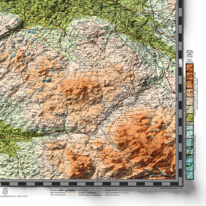 Glasgow Topographic Map Print - Vintage - Retro - Geological Map - 3D effect relief Print