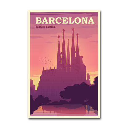 Barcelona print, Barcelona travel poster, Sagrada Familia, Barcelona poster, retro Barcelona print, retro travel poster, retro travel print