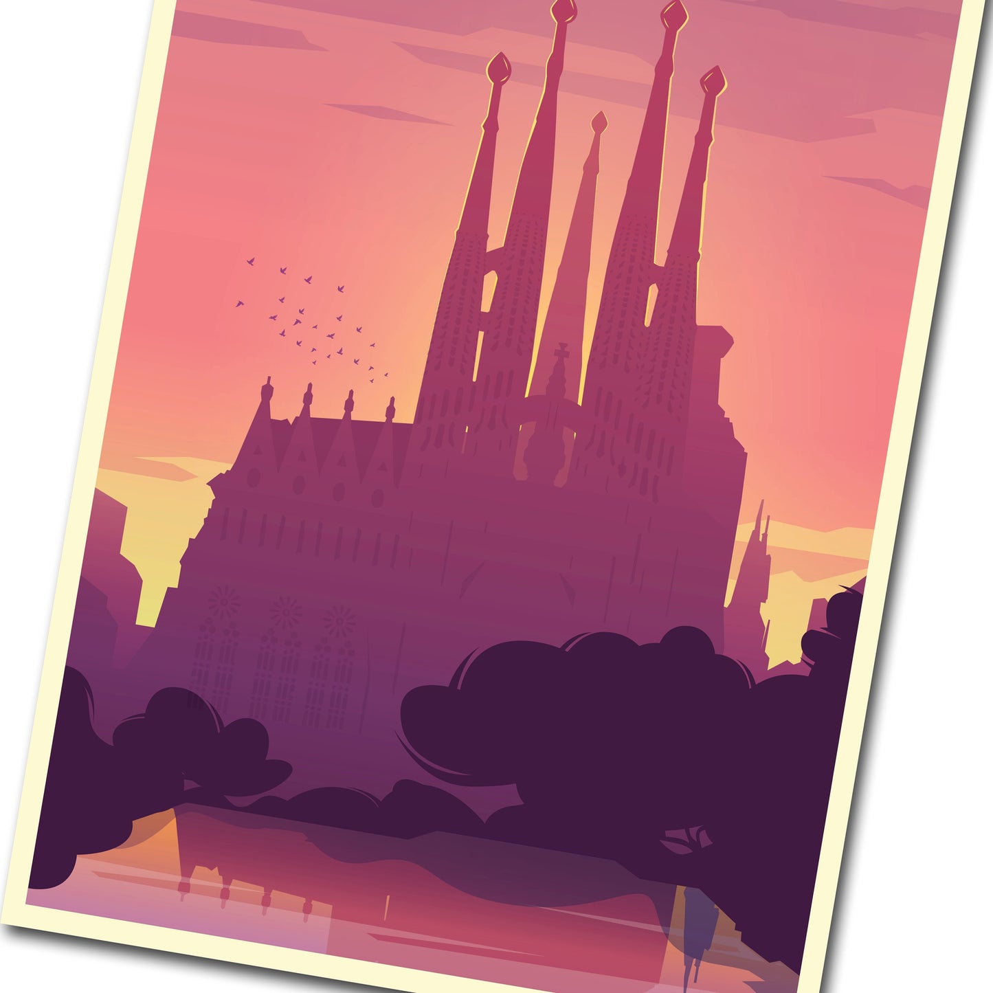 Barcelona print, Barcelona travel poster, Sagrada Familia, Barcelona poster, retro Barcelona print, retro travel poster, retro travel print