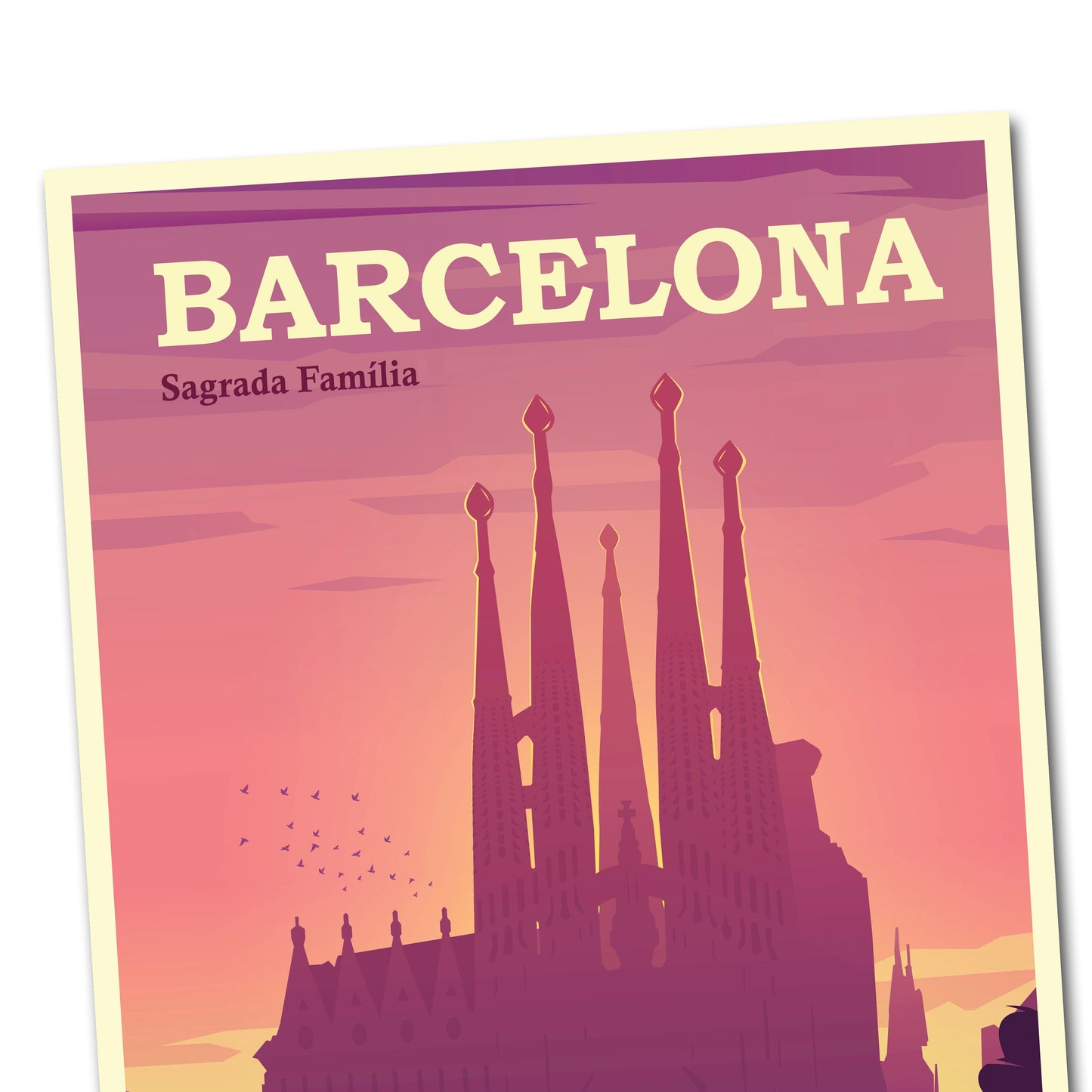 Barcelona print, Barcelona travel poster, Sagrada Familia, Barcelona poster, retro Barcelona print, retro travel poster, retro travel print