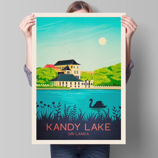 Sri Lanka traditional Travel Poster  - Sri Lanka print, Kandy Lake, Kiri Muhuda, Sea of Milk, Birthday present, Wedding Gift