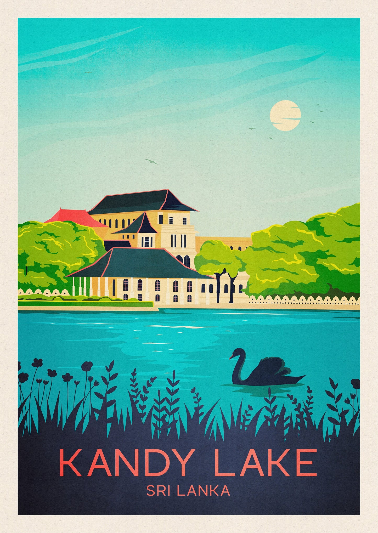 Sri Lanka traditional Travel Poster  - Sri Lanka print, Kandy Lake, Kiri Muhuda, Sea of Milk, Birthday present, Wedding Gift