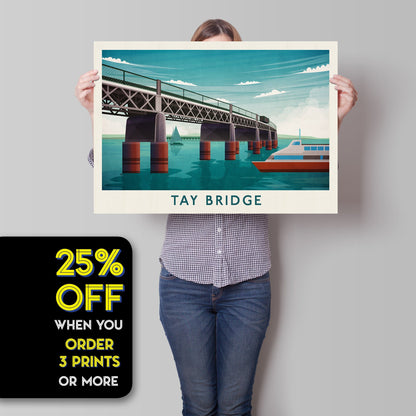 Tay Bridge Poster - Dundee Print featuring the Tay Rail Bridge