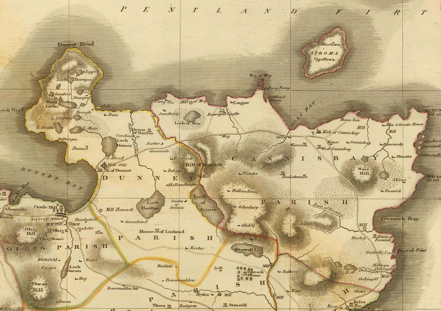 Caithness Map | Old Antique Map | 1832 | Old Map Wall Print| Poster Wall Art|Wall Art |Scottish Maps| Vintage Print