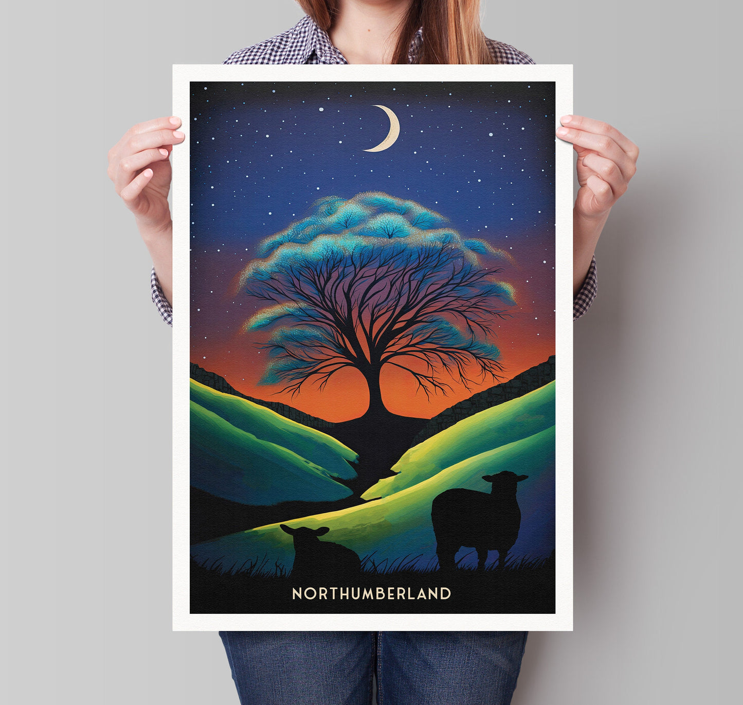 Northumberland Print | Sycamore Gap Poster | Northumberland National Park Art | Birthday Present | Home Decor Artwork