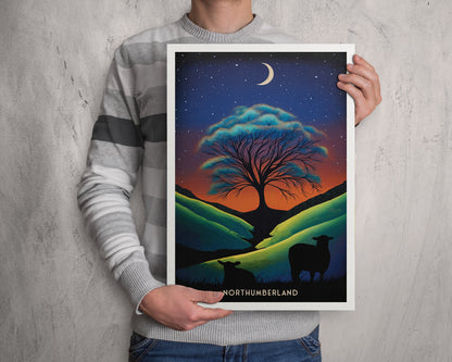 Northumberland Print | Sycamore Gap Poster | Northumberland National Park Art | Birthday Present | Home Decor Artwork