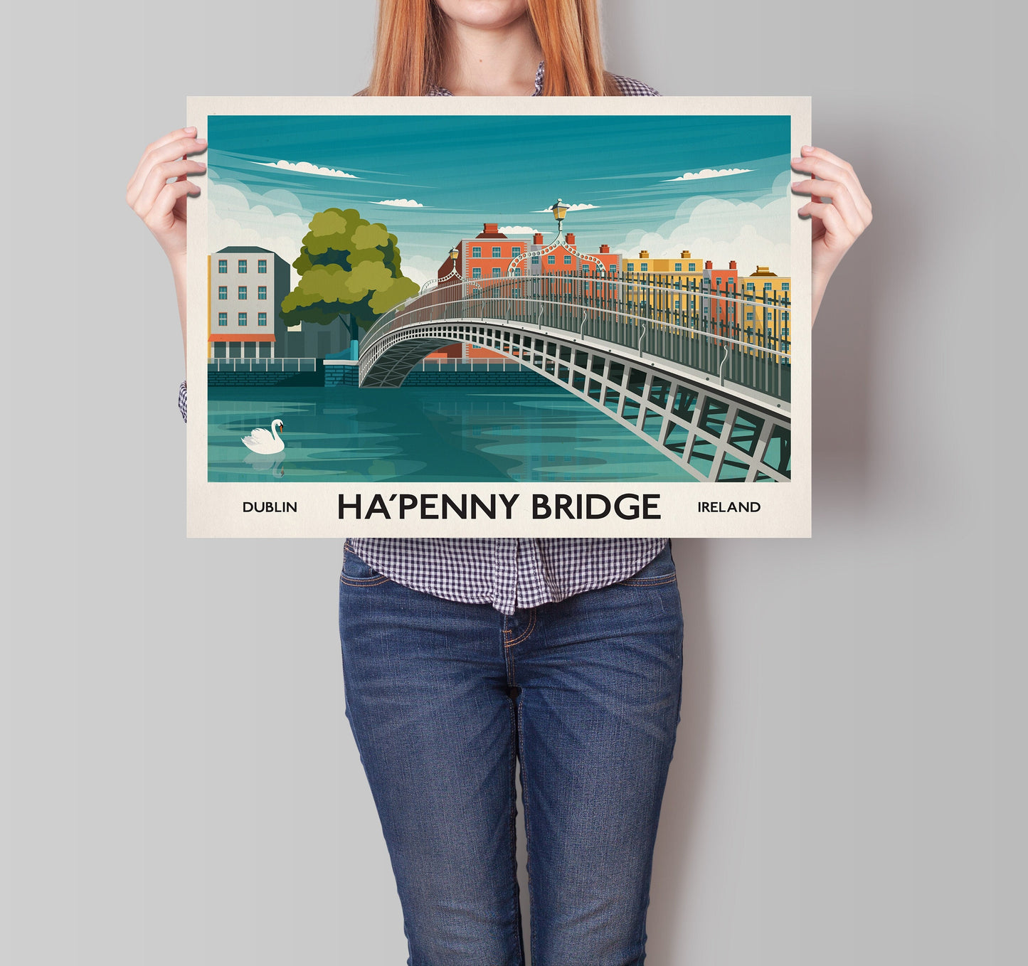 Dublin Print featuring the Ha'Penny Bridge, Ireland Travel Poster, Irish Art, Wall Art