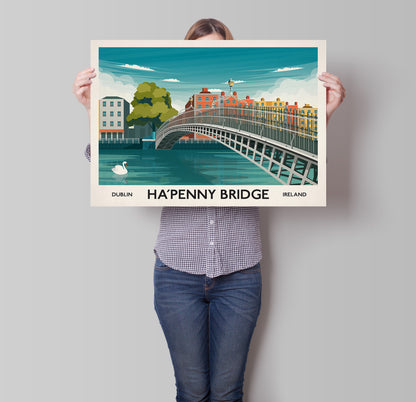 Dublin Print featuring the Ha'Penny Bridge, Ireland Travel Poster, Irish Art, Wall Art