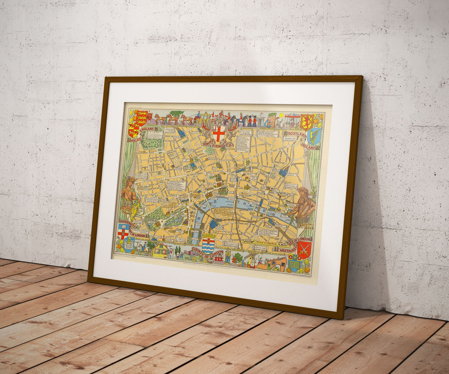 Children's Map of London - Reproduction of 1938 Vintage Wall Art Poster - L.G Bullock - Kids Wall Decor