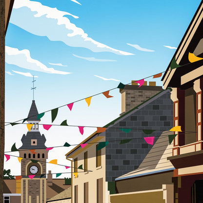 Hay-on-Wye Print - Wales Travel Poster - Lion Street - Powys - Art print A3, A2, A1