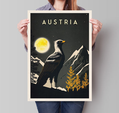 Austria Travel Poster Print | Golden Eagle | National Bird | Art Wall Decor| Travel Poster | Gift