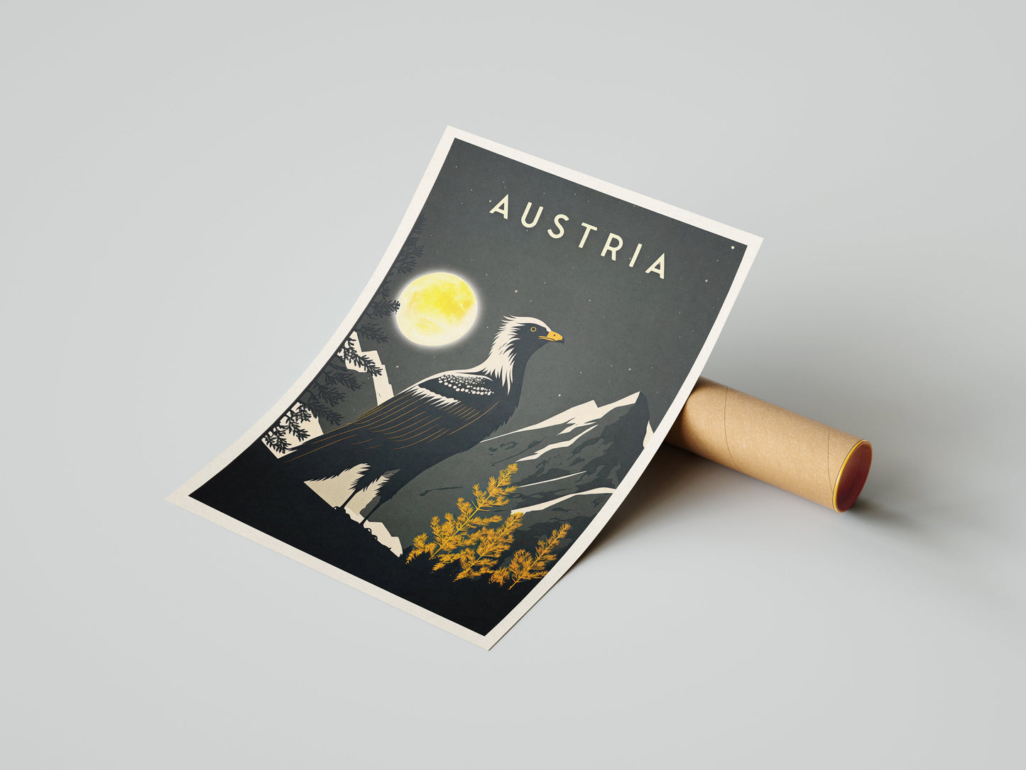 Austria Travel Poster Print | Golden Eagle | National Bird | Art Wall Decor| Travel Poster | Gift