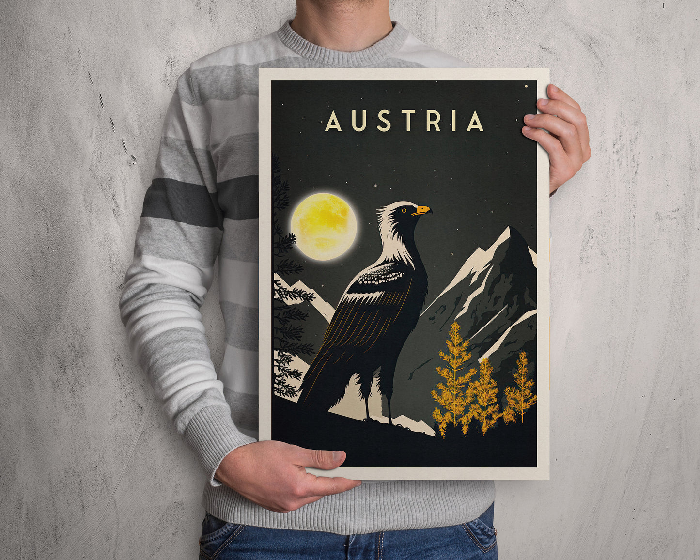 Austria Travel Poster Print | Golden Eagle | National Bird | Art Wall Decor| Travel Poster | Gift