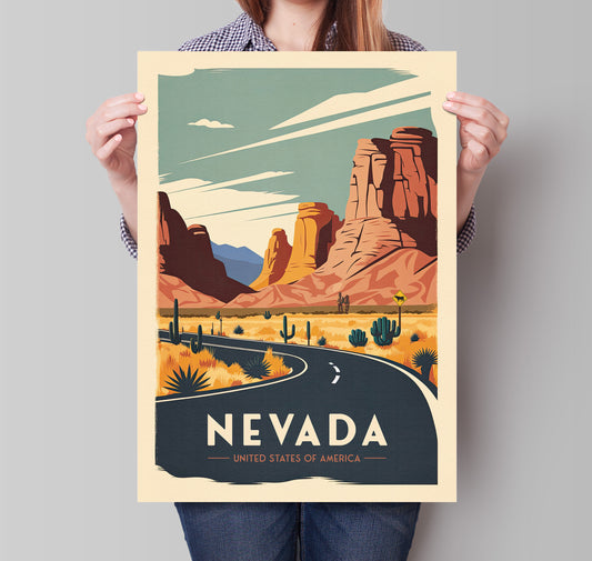 Nevada Travel Poster Print | Art Wall Decor| Kansas Wall Art | United States of America | Travel Poster | Gift