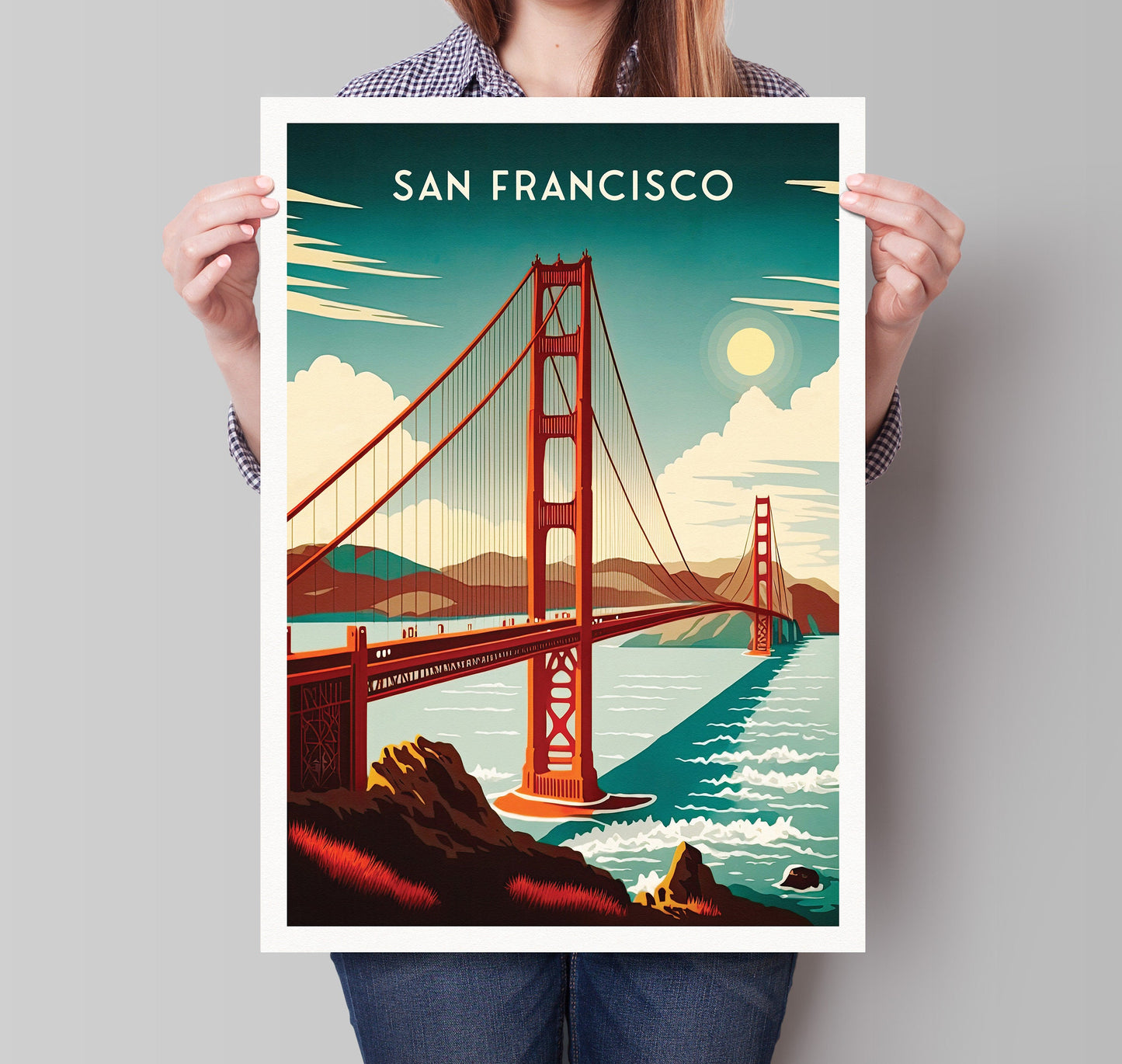 San Francisco Travel Poster, Golden Gate Bridge Poster, Gift, Birthday Present