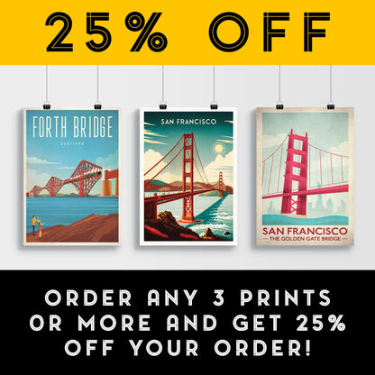 San Francisco Travel Poster, Golden Gate Bridge Poster, Gift, Birthday Present